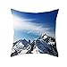 Lieson Coussin Canape 40x40, Housse de Coussin Decoration Canapé Bleu Housse Coussin Exterieur Motif Sommet La Montagne Enneigée, Polyester