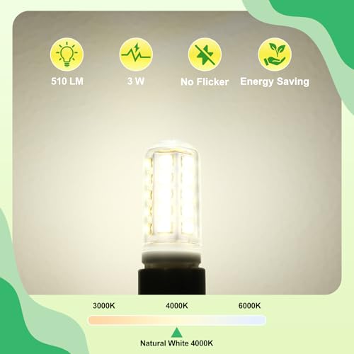 Lumlog E14 Led Light Bulbs Natural White, 3W 510Lm 4000K Cooker Hood Bulb, Equivalent to 30-40W Halogen, 220-240V No Flicker Non-Dimmable Energy Saving, for Home Lighting 2-Pack [Energy Class C] - Image 4