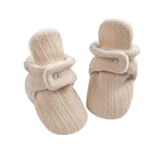Image of ohsofy Newborn Baby Cotton Booties Stay On Slipper Winter Warm Soft Shoes Non-Skid Infant Ankle Boots Crib Shoes