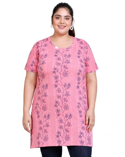 Image of In Love Women's All-Over Printed Cotton Plus Size Longline T-Shirt with Pockets