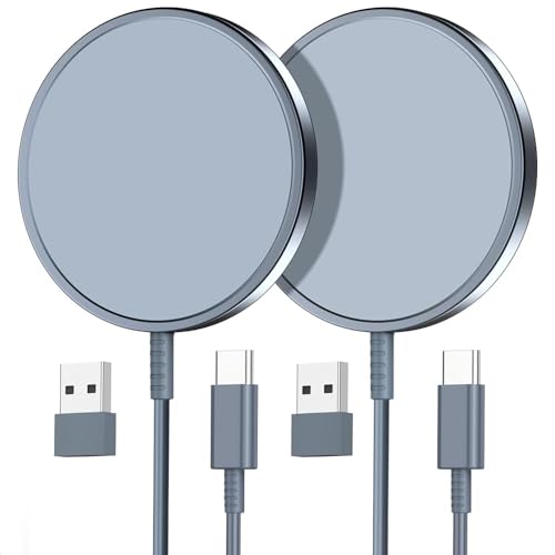 Magnetic Wireless Charger, 2-Pack 15W Fast Mag-Safe Stand for iPhone 17-12 | Fast Magnetic Wireless Charging Pads for iPhone 17/17 Air/17 Pro/17 Pro Max, 16/15/14/13/12 Series and AirPods(grey) - image 1