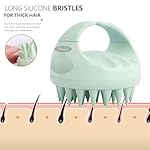 Sndyi Scalp Massager Shampoo Brush, Scalp Scrubber with Soft Silicone Bristles, Scalp Exfoliator for Dandruff Removal, Scalp Massager for Hair Growth, Wet Dry Hair Brush for Scalp Care, Green - Image 3
