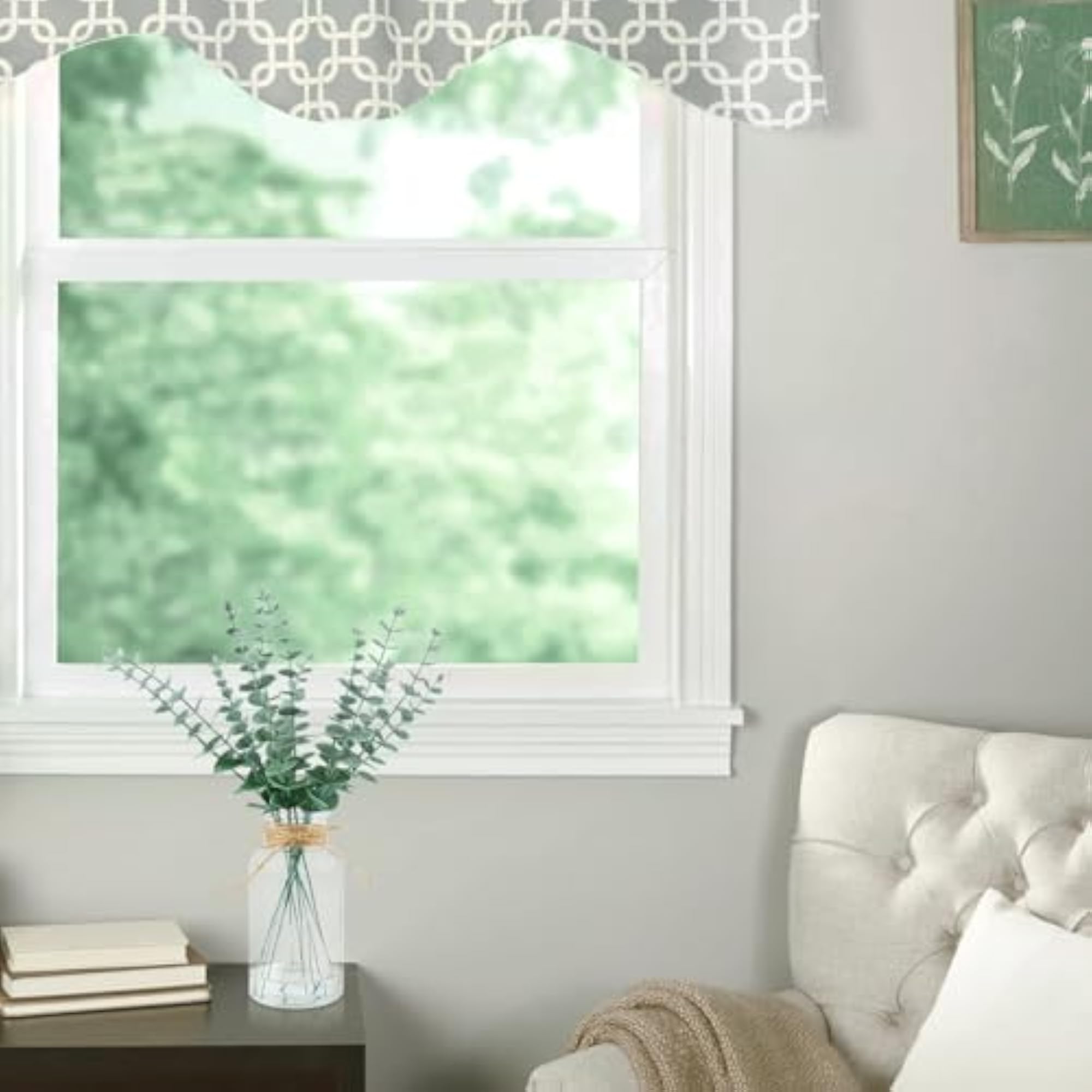 Artificial Eucalyptus Stems in Glass Vase for Home Decor