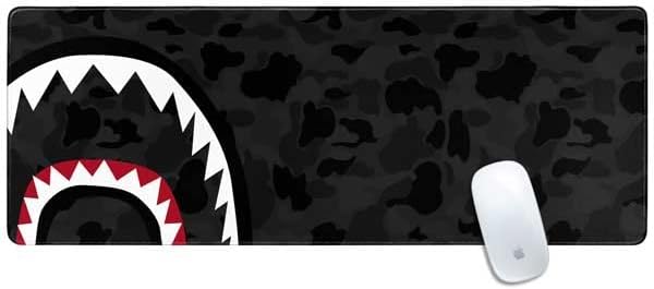 Vista 49 de Skinit Alfombrilla de mouse grande para juegos, diseño de camuflaje de dientes de tiburón con bordes cosidos, impermeable, base de goma