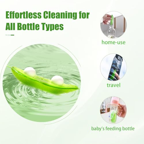Image of Magic Beans Bottle Cleaner 3-Pack, Reusable Pod Sponge with Ceramic Balls for Narrow Mouth Water Bottles, Baby Bottles, Travel Mugs - Quick Dry, Eliminates Residue and Odors