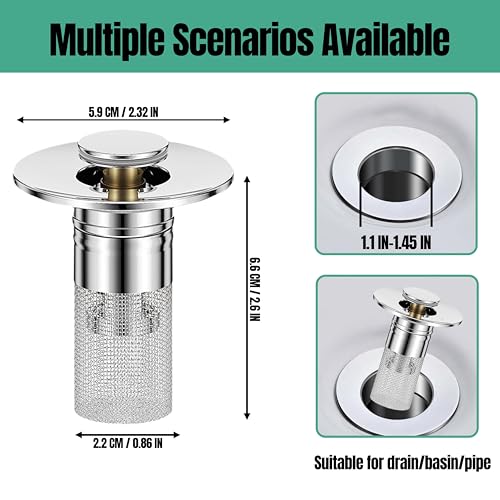 Tapón para lavabo con filtro antigoteo plateado miniatura 4