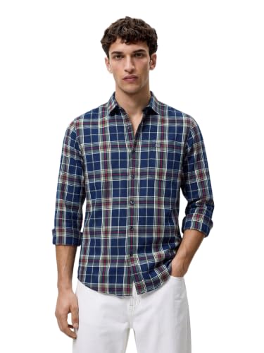 Image of The Indian Garage Co Men Regular Fit Checkered Full Sleeves Cutaway Collar Casual Shirt