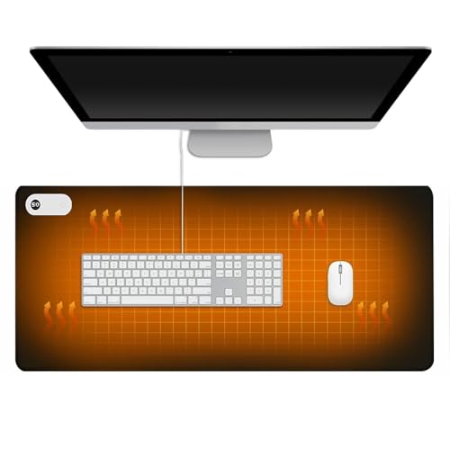 KQWVZ Tapis de Souris Chauffant, 80x33cm Tapis de Bureau Sous Main Chauffant, Avec 3 Niveaux de Chaleur et Arrêt Automatique 3 Heures, Tapis de Bureau...