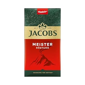 Jacobs Filterkaffee Meisterröstung, dunkle Röstung, Kaffee gemahlen, geröstet in Deutschland, ideal