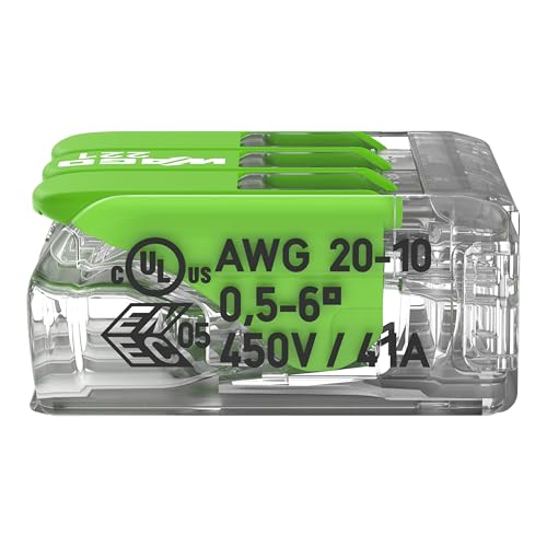 Borne de connexion 3 conducteurs WAGO 221-623 Green Range 6mm²