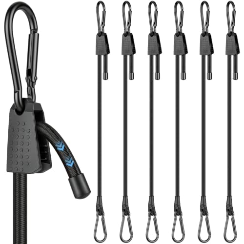 Image of Adiwo 6 Pack Adjustable Bungee Cord with Carabiner Hooks