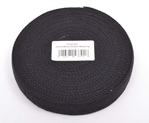 Trimit 10  Rollo de 30  mm Negro Correas de algodón