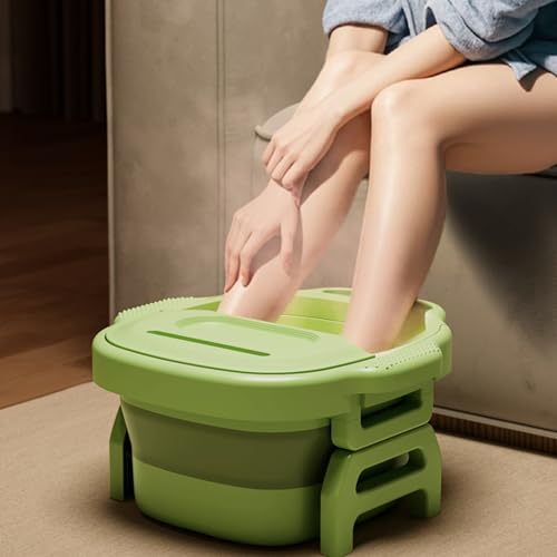 Bañera plegable para remojar los pies lavabo portátil con nodos de masaje verde 3