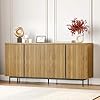 Belleze sideboard buffet cabinet 63 storage cabinet with fluted decorative doors modern console table for dinning room kitchen living room colemen camel  urban country home decor