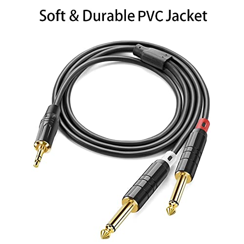 Cablecreation 10Ft 3.5Mm 1/8" Trs To 2 X 6.35Mm 1/4" Ts Mono Y Cable Splitter Cable Compatible With Iphone, Ipod, Laptop, Cd Players, Power Amplifier, Mixer, Home Stereo Systems,3 Meters/Black #TOP6