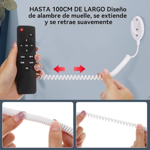 Image of UKCOCO Remote Control Holder 4-Pack - 39 in Retractable Tether, Adhesive Wall Mount Anti-Loss Cord for TV, Fan, AC Remotes, Keeps Controllers Secure for Home, Bed, Couch