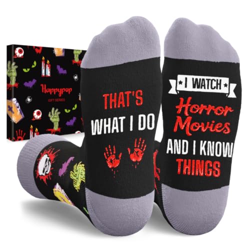 HAPPYPOP Horror Movie Lover Gifts - Scary Movie Socks for Women Men Home Alone Night Socks
