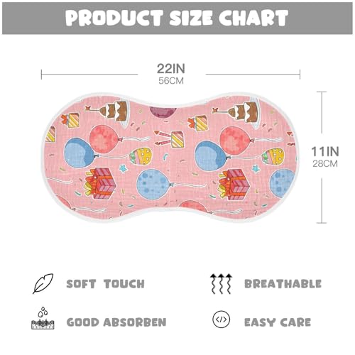 2 Pack Baby Burp Cloths, Soft Absorbent Burping Cloths for Babies, Cotton Milk Spit Up Rags, Large Size for Newborns, Baby Boys and Girls (Party Celebrating Pattern)4