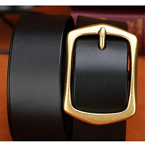 Cinturón de cuero con hebilla para hombre, de piel de vaca, para jóvenes, de mediana edad, informel (couleur : A, tamaño : 115 cm)