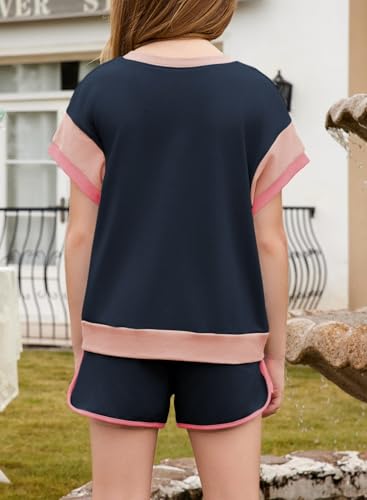 Image of blibean Girls Summer Clothes Sets Kids Colorblock Matching Outfits Size 6-15 Years