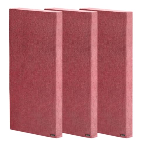 Image of Timber Acoustics | Sound Absorption Panels | Sound proofing for Room | Rockwool | German Pine | Room Acoustics & Soundproofing | Noise Absorber for Home | 2' x 4' x 3 inch [SET OF 3] NRC > 0.90 (Red)