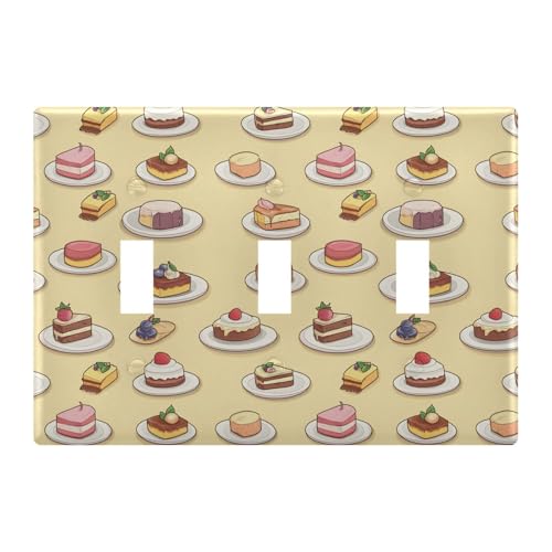 Light Switch Cover Cute Dessert Food Wall Plates for Electrical Outlets 3 Gang 202b8029