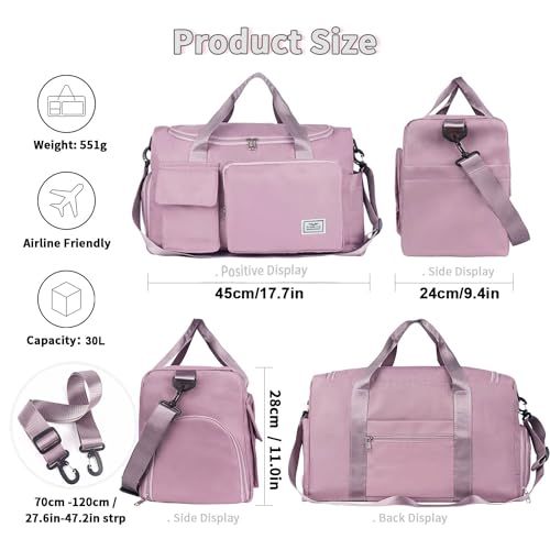 FIORETTO Womens Mens Sports Gym Bag Duffle Bag with Shoes Compartment - Image 2
