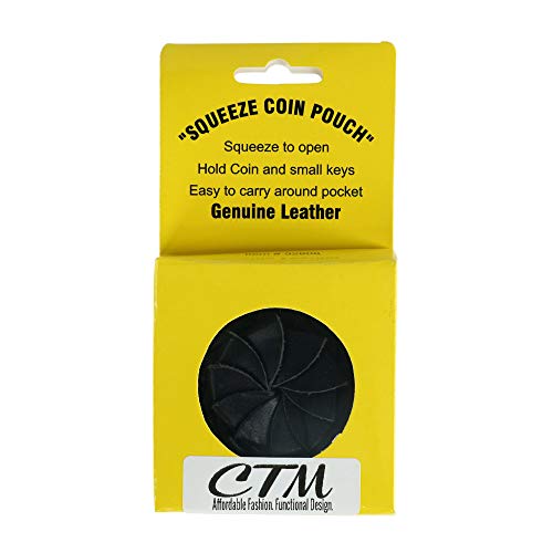 CTM Leather Squeeze Coin Change Pouch, Black4