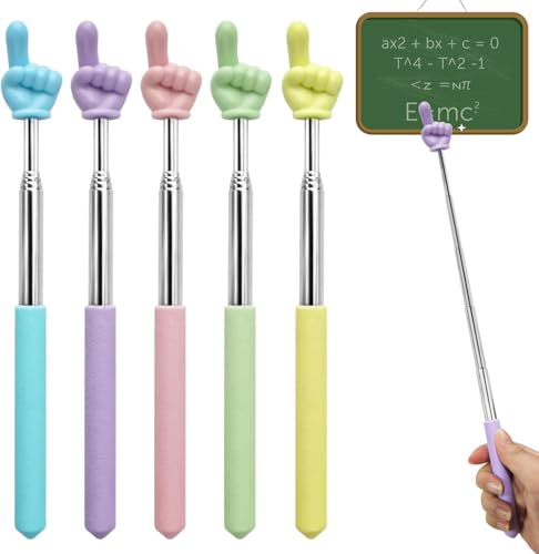 5 PCS Retractable Teacher Pointer Stick Mini Extendable Hand Pointer Finger Pointer Stick Retractable Teacher Pointer for Classroom Kids Reading for School Kindergarten Elementary