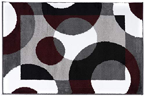 Image of Rugshop Circles Modern Soft Living Room Bedroom Area Rug Burgundy 2' x 3'