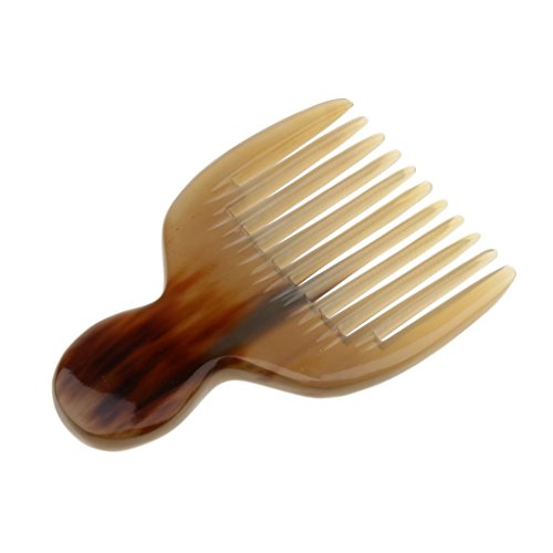 Tubayia Peine tradicional de cuerno para el pelo, peine de dientes anchos