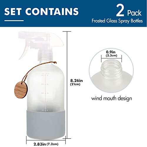 Roetell Frosted Glass Spray Bottles With Silicone Sleeve,16Oz Refillable Spray Bottle With Mist And Stream Settings For Bath, Beauty, Hair, Plants, Pets (2Pack/Gray) #TOP1