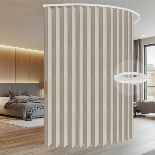 Image of 100% Blackout Room Divider Curtains Screen Partitions, Blackout Sound Reducing Divider Room Panel for Doorway Glass Window Sliding Door Patio(Cream White, W100 x L84, 1 Pack)