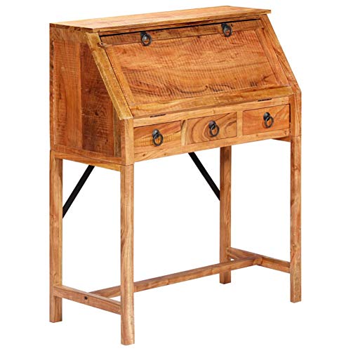 Escritorio de Madera, Secreter de Maciza 90x40x107cm, con Cajón, Librería, Estilo Vintage, No Necesita Montaje, para Proyectos de Escritura, Facturas, Correspondencia