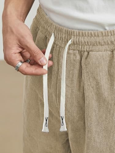 Image of JMIERR Mens Corduroy Pants Wide Leg Baggy Sweatpants | Loose Fit Joggers, Elastic Waist Drawstring, Casual Sweatpants, Vintage Pants, Fall Winter Fashion, Streetwear
