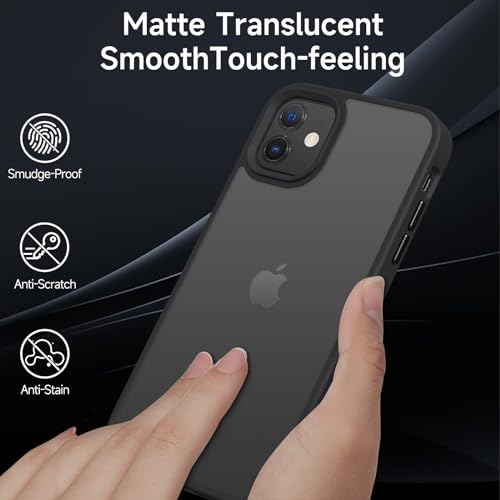 Mootobo for iPhone 11 Case Built-in 2 HD Screen Protectors and HD Lens Protector, Anti-Fingerprint Matte Back 10FT Military Grade Drop Shockproof Phone Case for iPhone 11 6.1 inch – Black
