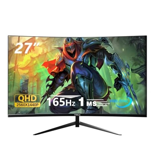 FYHXele 27" Gamer Monitor Curvo de jogos de 2K 165Hz QHD 2560x1440 VA, 1ms, VESA, Alto-falante, Sincronização livre, 1xHDMI2.0, 2xDP1.4, 95% DCI-P3, HDR400…