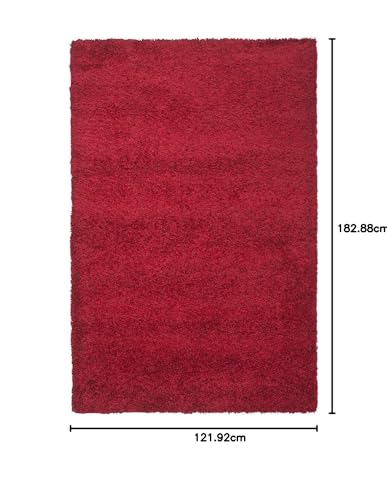 Image of Shaggy Floor Carpets for Living Room, Elegant Bed Side Runner Carpet, Sofa Area Guest Room Carpet, (4x6 Feet, Red)