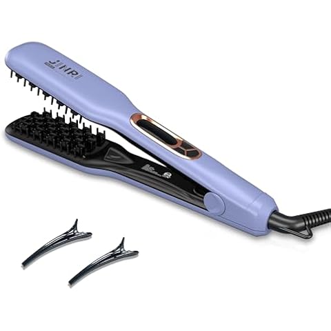 JINRI Hair Crimper for Dual Voltage（100-240V, Volumizing Ceramic Hair Iron，Adjustable Temp，360 ° Tail Rotation，Lasting Hair Volume，for Short Or Thin Hair，Purple Cover