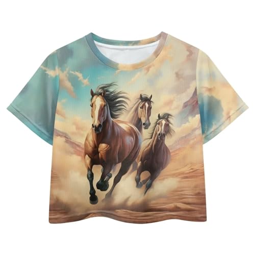 Kids T Shirt Short Sleeve Crop Tops Summer Clothes Pullover Tees Shirt for Girls 5-14Y