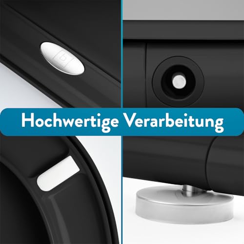 BENKSTEIN Premium Toilettendeckel antibakteriell oval schwarz - Duroplast Klodeckel mit Quick-Release-Funktion und Softclose Absenkautomatik - Toilettensitz aus rostfreiem Edelstahl abnehmbar WC Sitz