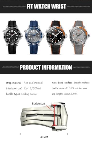 Deployment Watch Buckle Folding Clasp 16mm 18mm 20mm for Omega Leather Strap Rubber Band 316L Steel Black Silver Accessories3