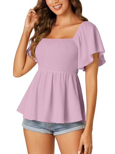 Image of LYANER Women's Square Neck Cute Peplum Top