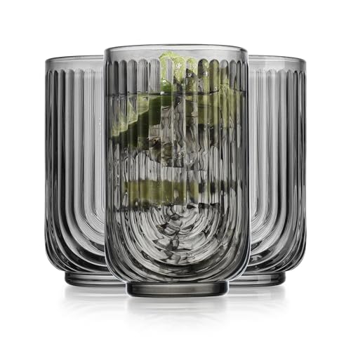 Glaver's Vintage Glassware Art Deco Glasse Ribbed Drinking Glasses U-Shape