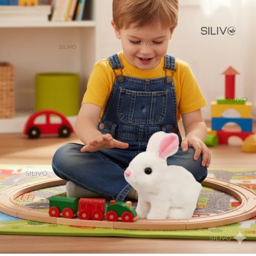 Image of Interactive Walking Hopping Bunny Toy with Sounds | Jumping Rabbit with Wiggling Ears, Twitching Nose & Mouth | Educational Plush Pet Toy for Babies & Kids (Multi Color)