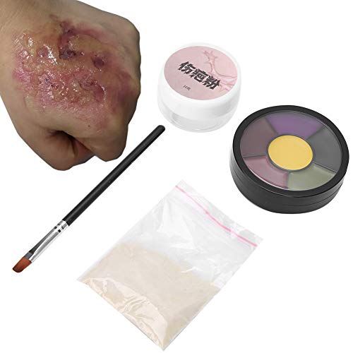 Akozon Pó de gel de maquiagem para cicatrizes de feridas falsas, cicatrizes reutilizáveis para o Dia