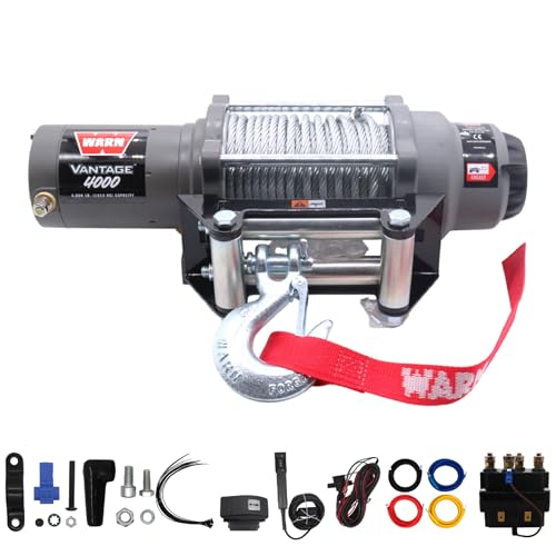 Image of WARN Vantage 4000 12V DC Electric Winch for ATV UTV Side-by-Side - 4000 lb Pull Capacity, 55 Ft 7 /32 inch Steel Wire Rope, Roller Fairlead, Fully Sealed, 3-Stage Planetary, Wired Remote (108214)