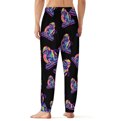 DJ Cat Vintage Neon Men's Pajama Pants Lounge Pant Sleepwear PJ Bottoms2