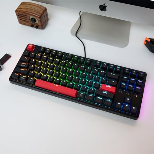 Image of Keychron C3 Pro QMK /VIA Custom Mechanical Keyboard, 8000 Polling Rate Hot Swappable Programmable 87 Keys Compact TKL Layout Gasket Mount, RGB Backlight Wired Gaming Keyboard with Super Red Switches