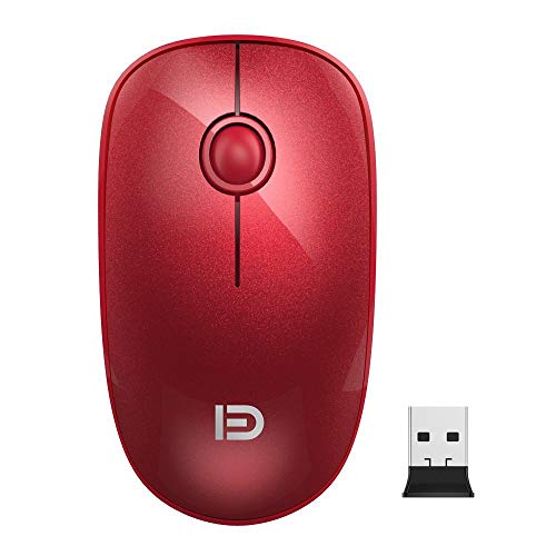 FD Silent Wireless Mouse(Battery Included), V8 2.4G Ultrathin Wireless Mouse with Nano Receiver 1500 DPI Precise Control for Notebook Computer PC Laptop MacBook and Chromebook (Red)